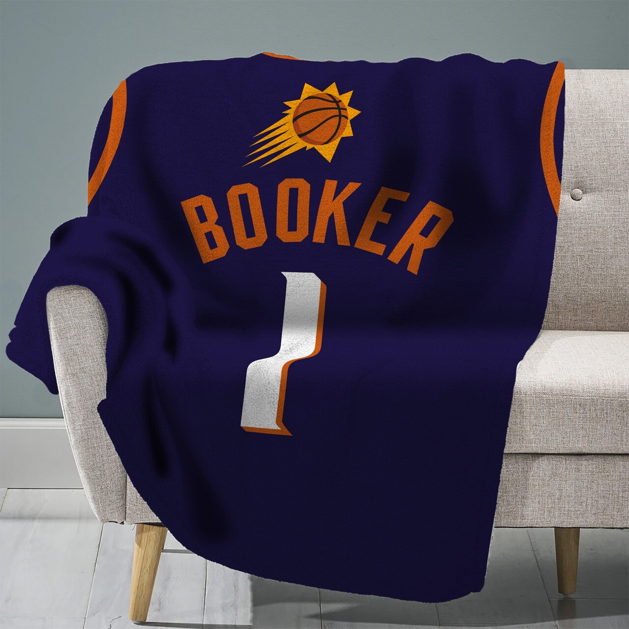 Sleep Squad Phoenix Suns Devin Booker 60” x 80” Raschel Plush Jersey Basketball Blanket